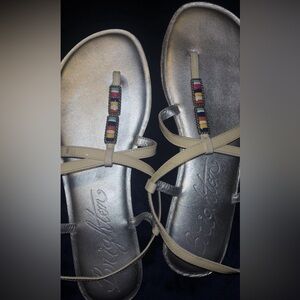Brighton Women's Silver Sandals with Colorful Straps